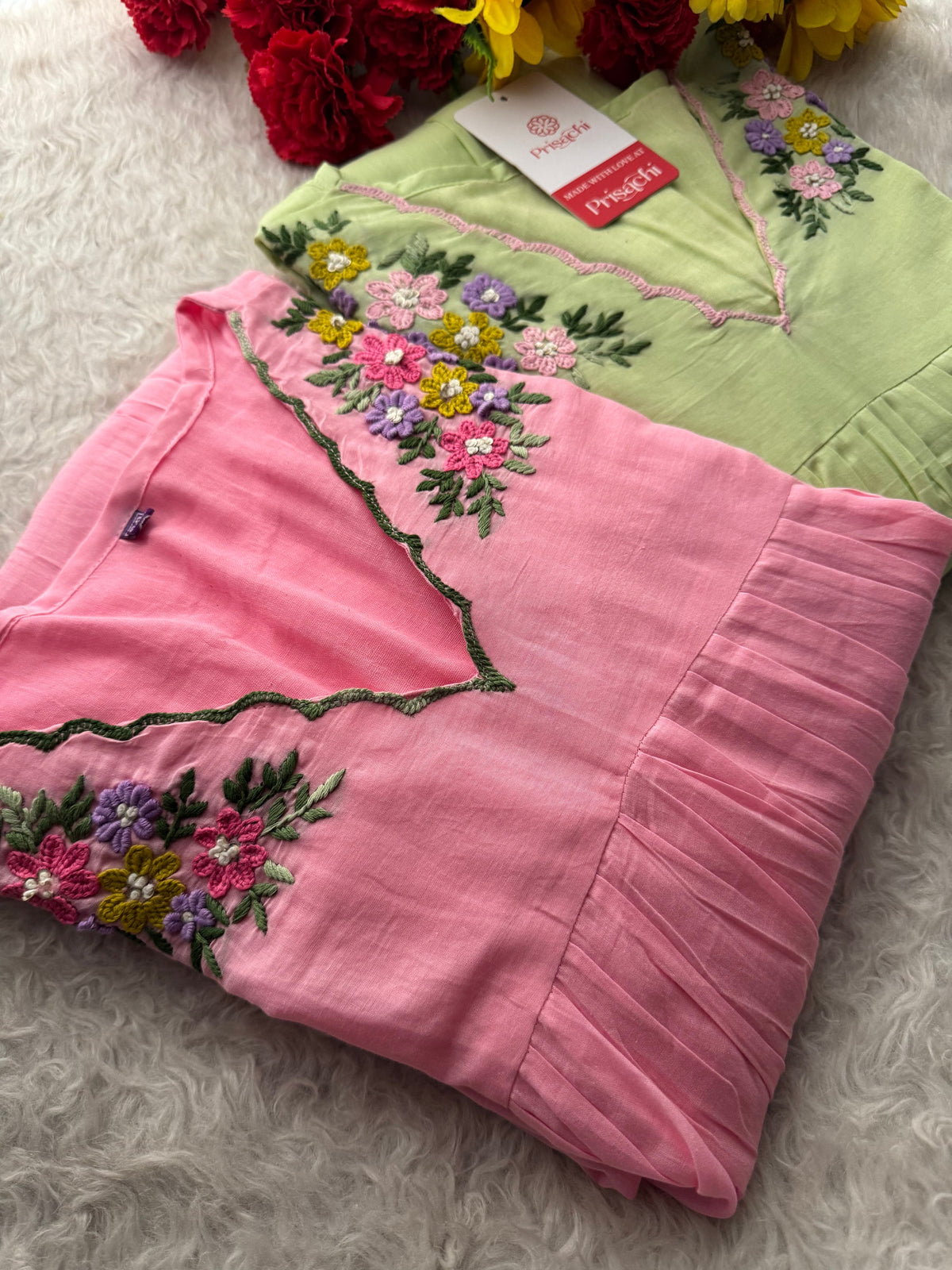 Women Thread Embroidered A-Line Kurti Pant Co-ord Set | Ethnic Office & Daily Wear