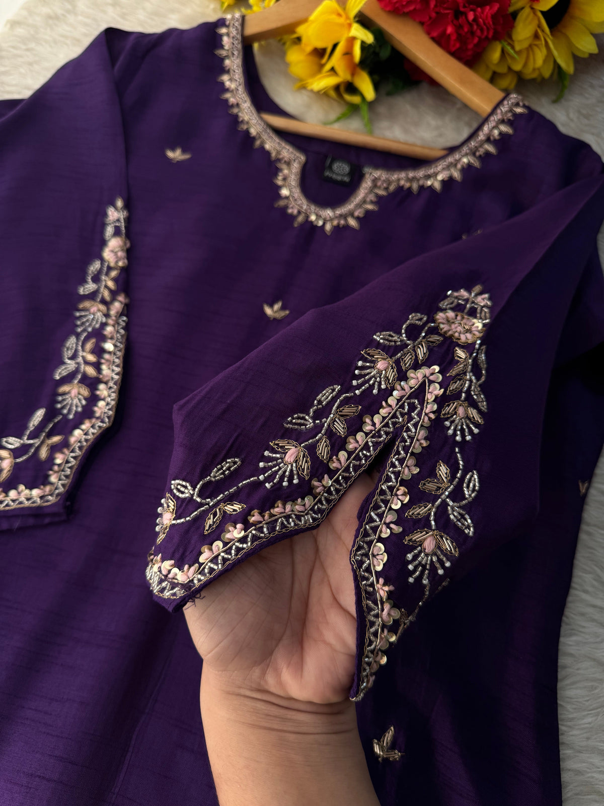 Orange Designer Embroidered Kurta Set with Pants & Dupatta Ethnic Wear