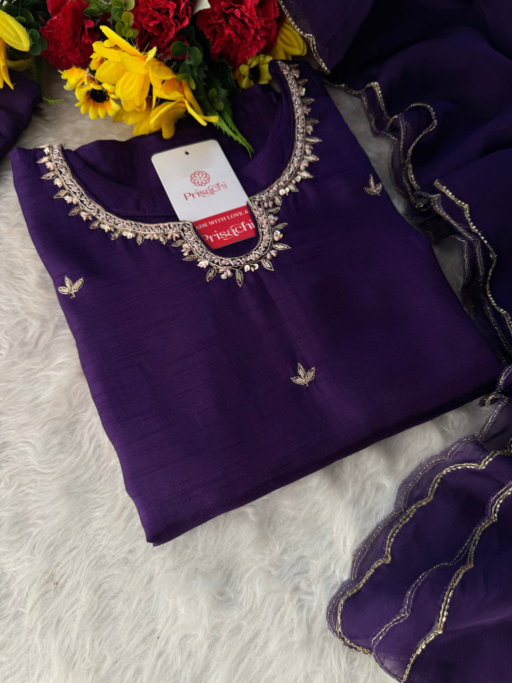 Orange Designer Embroidered Kurta Set with Pants & Dupatta Ethnic Wear