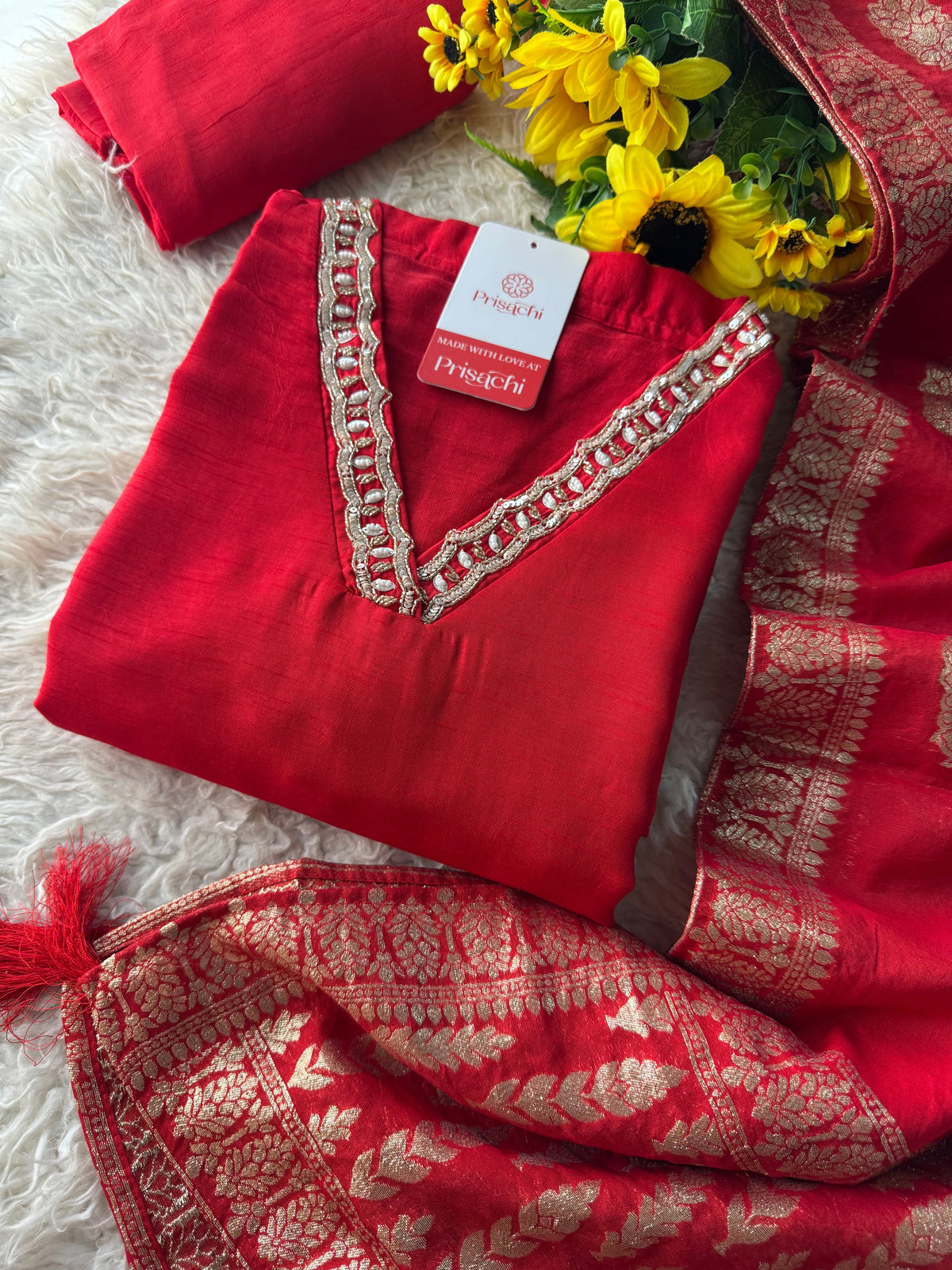 Yellow Embroidered kurta Pant  with dupatta