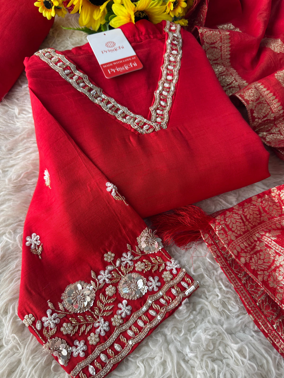 Embroidered kurta Pant  with dupatta