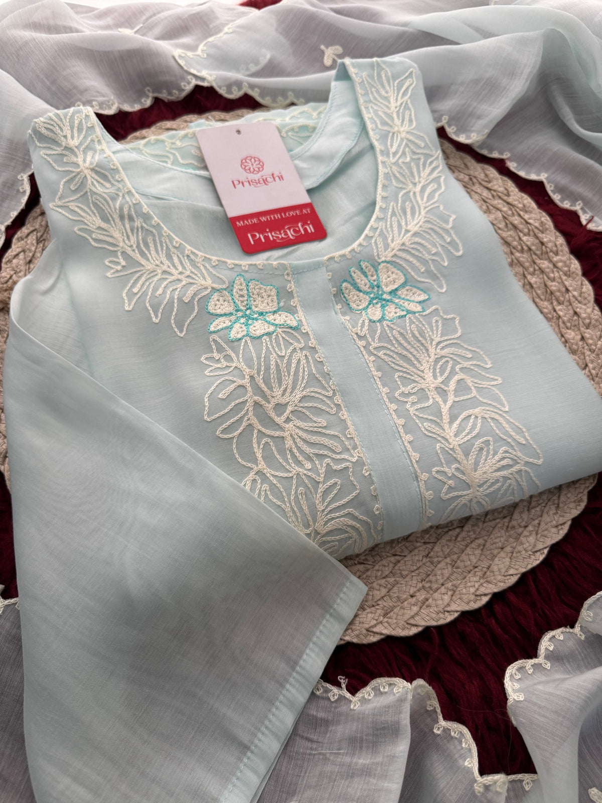 Pink Floral Thread Embroidered Ethnic Kurta Set with Pants and Dupatta | Traditional, Casual & Office Wear