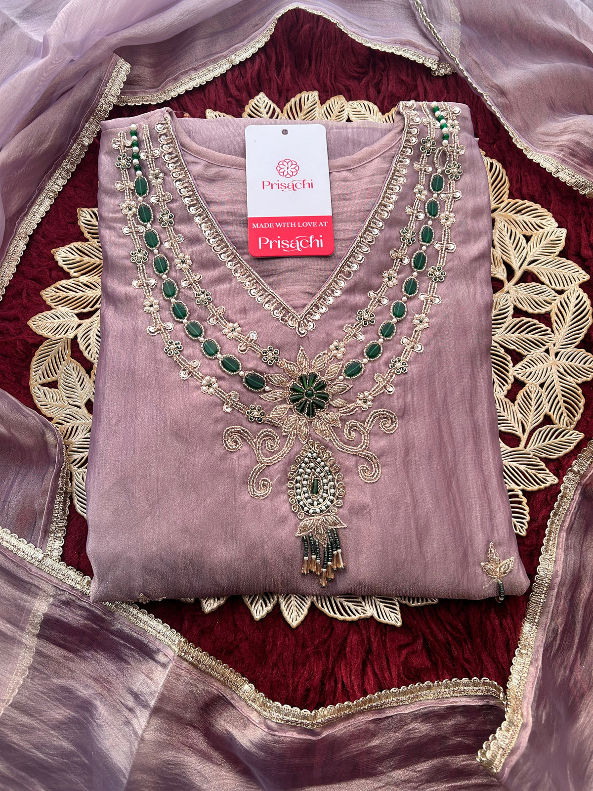 Zardozi Embroidered Ethnic A-Line Kurta Set With Palazzo Pants  | Festive & Party wear