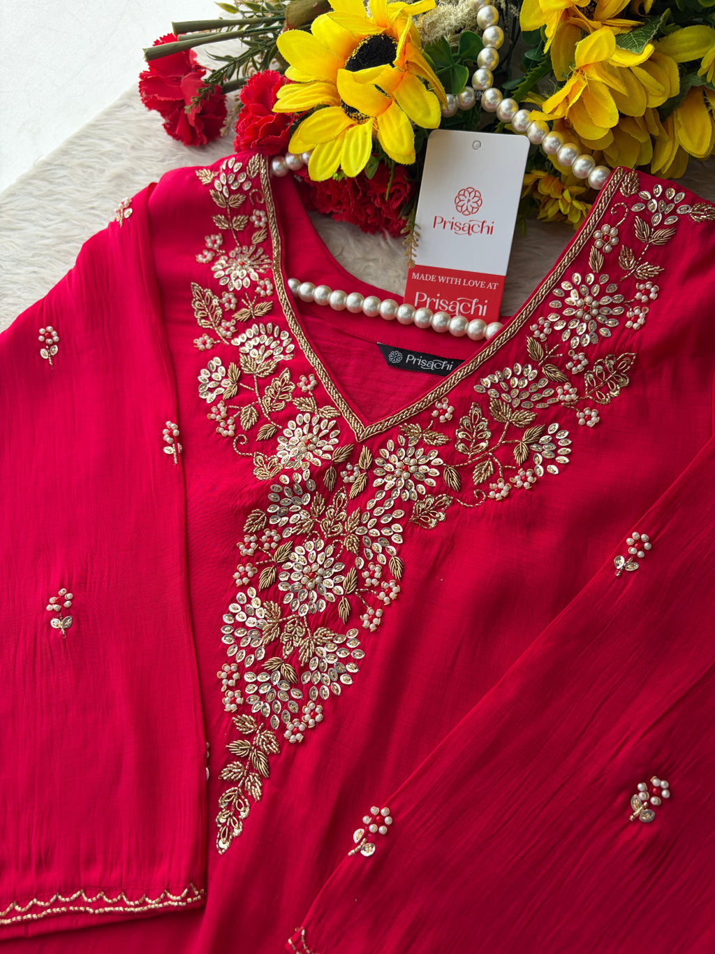 Embroidered Kurta Set for Women with Pants & Dupatta | Ethnic Party and Festive Suit set