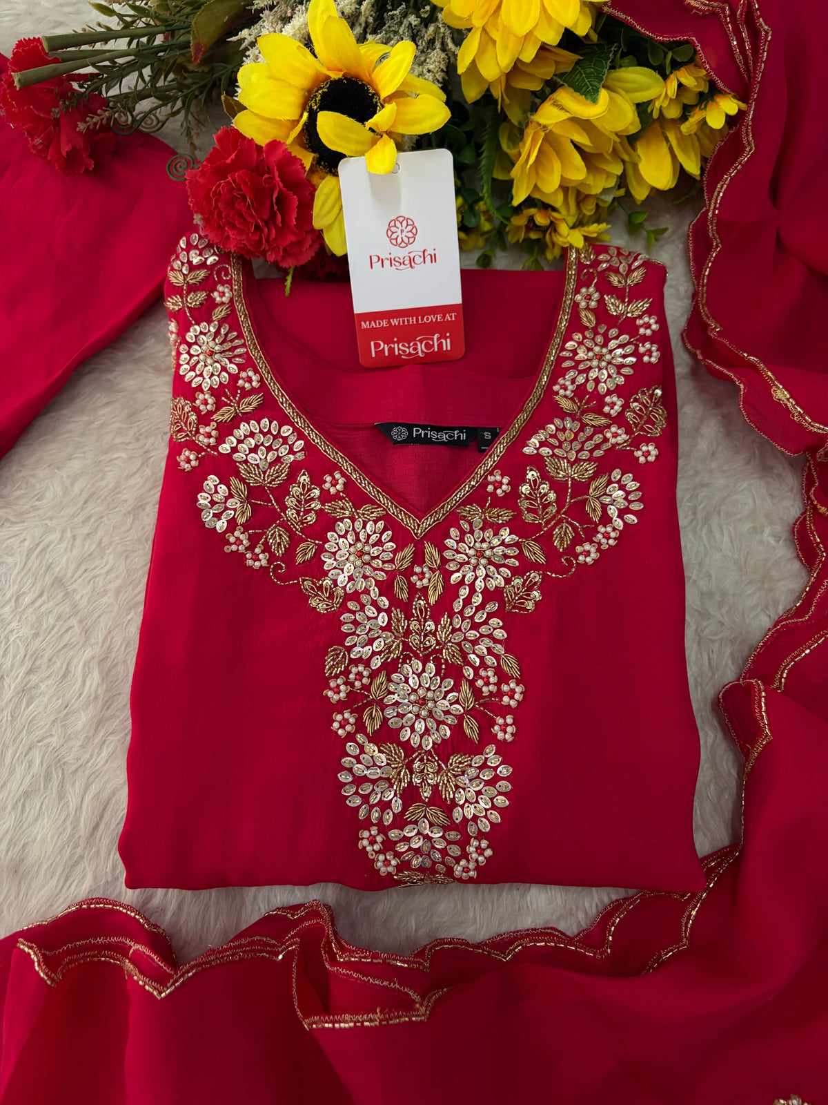 Embroidered Kurta Set for Women with Pants & Dupatta | Ethnic Party and Festive Suit set
