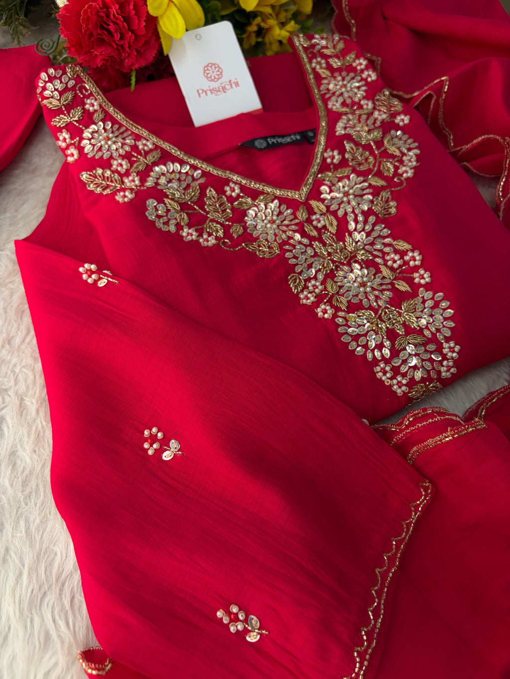 Embroidered Kurta Set for Women with Pants & Dupatta | Ethnic Party and Festive Suit set