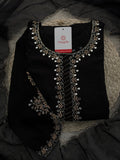 Elegant Black Embroidered Kurta Set for Women with Straight Pants and Dupatta | Festive & Party Wear