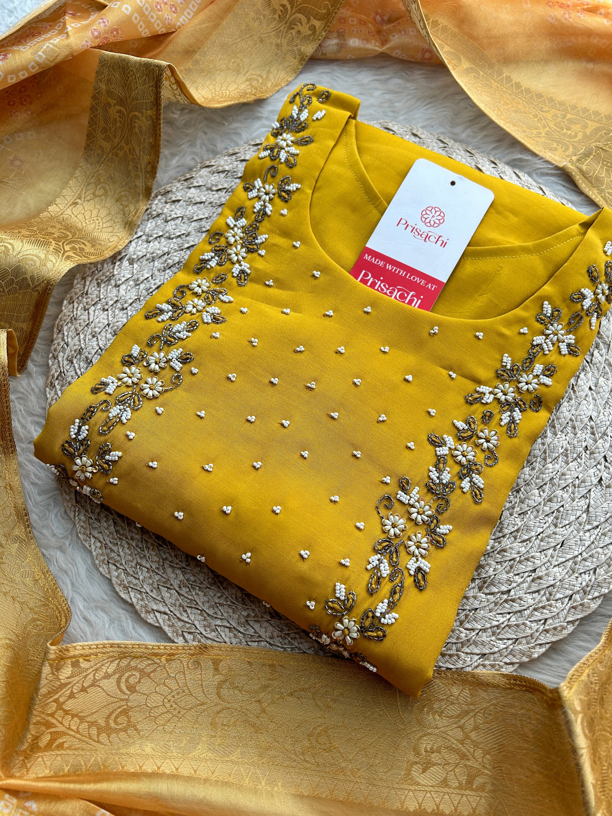 Yellow Embroidered Kurta Set with Pants & Dupatta for Women | Traditional Ethnic Wear