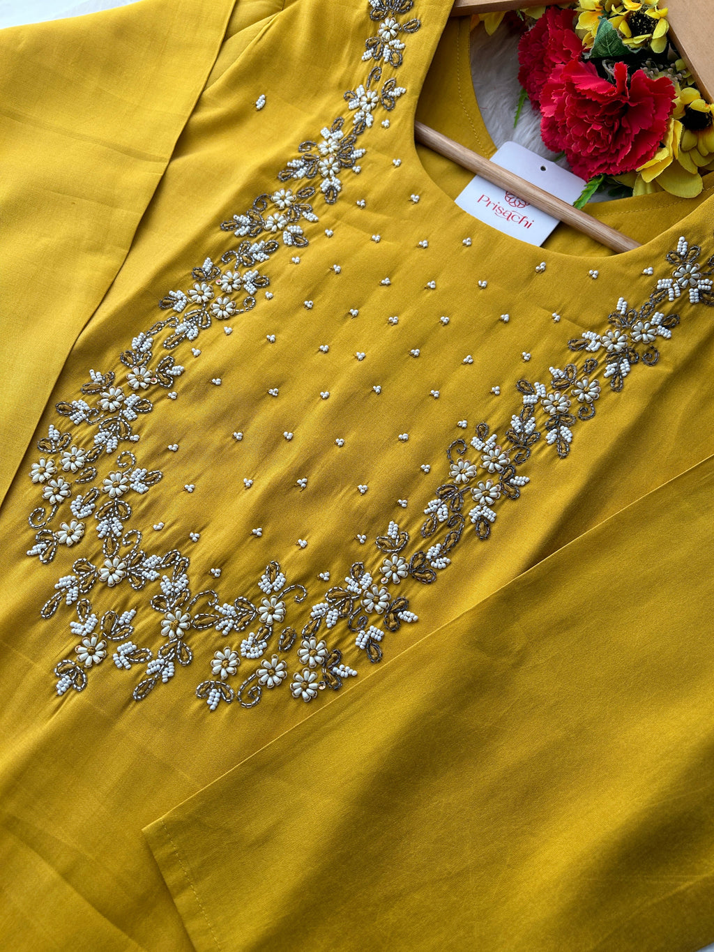 Yellow Embroidered Kurta Set with Pants & Dupatta for Women | Traditional Ethnic Wear