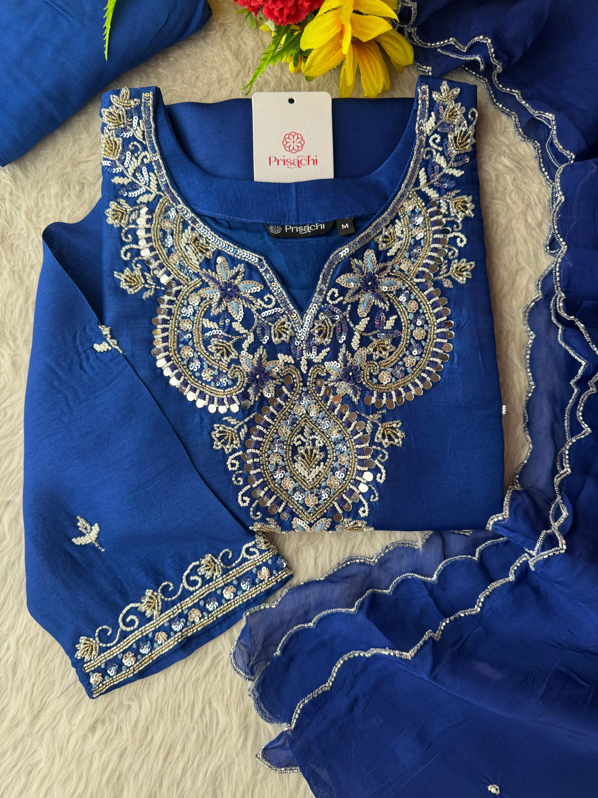 Zardozi Embroidered Ethnic Kurta Set With Straight Pants  | Festive & Party wear
