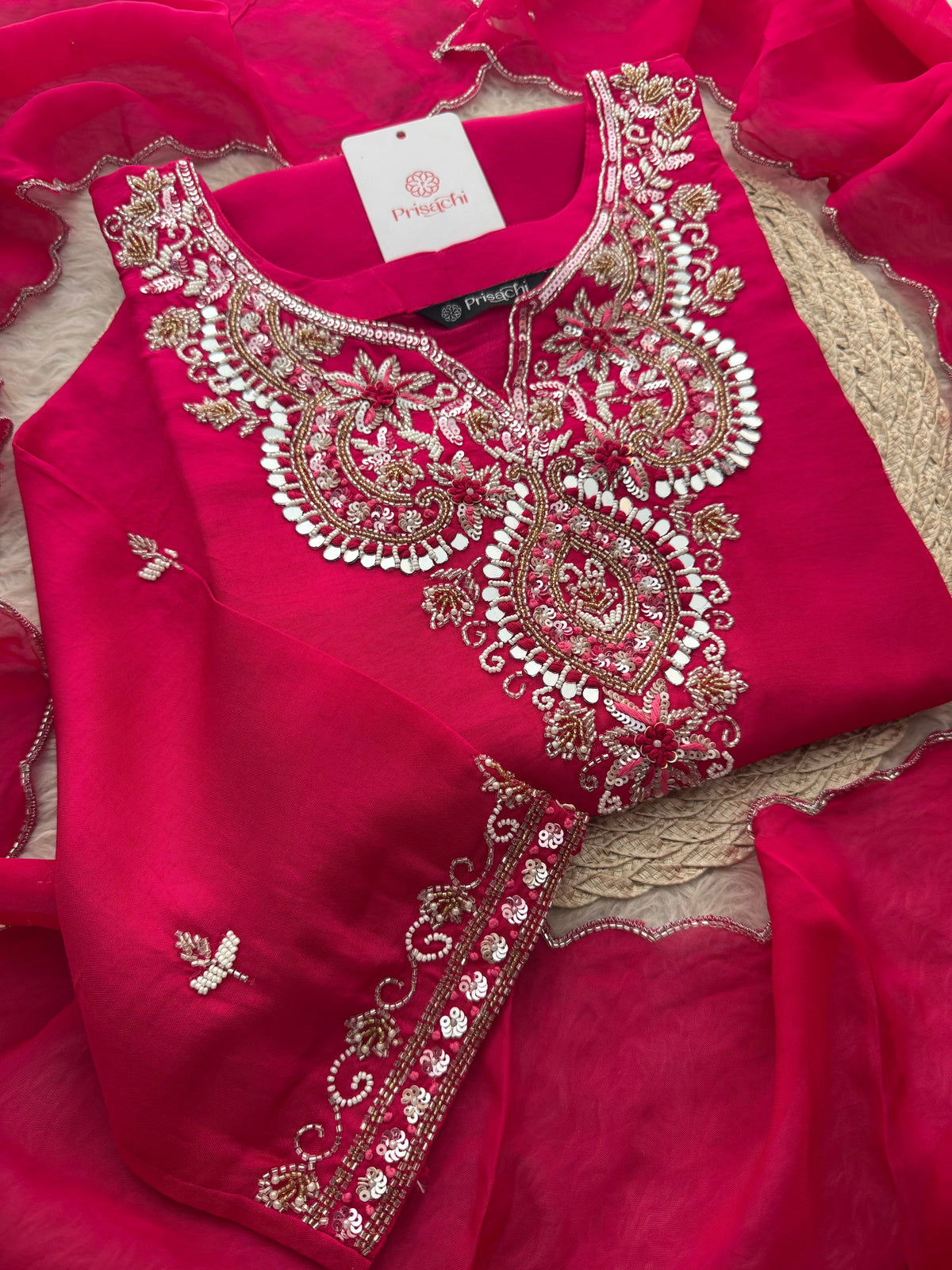 Zardozi Embroidered Ethnic Kurta Set With Straight Pants  | Festive & Party wear