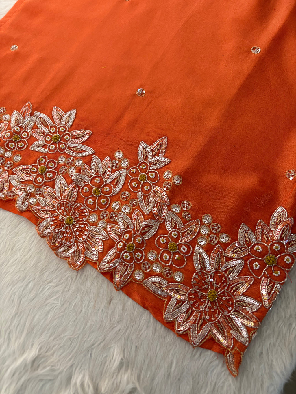 Orange Zardozi Embroidered Kurta Set for Women with Dupatta & Flared Pants | Designer Ethnic Suit Set