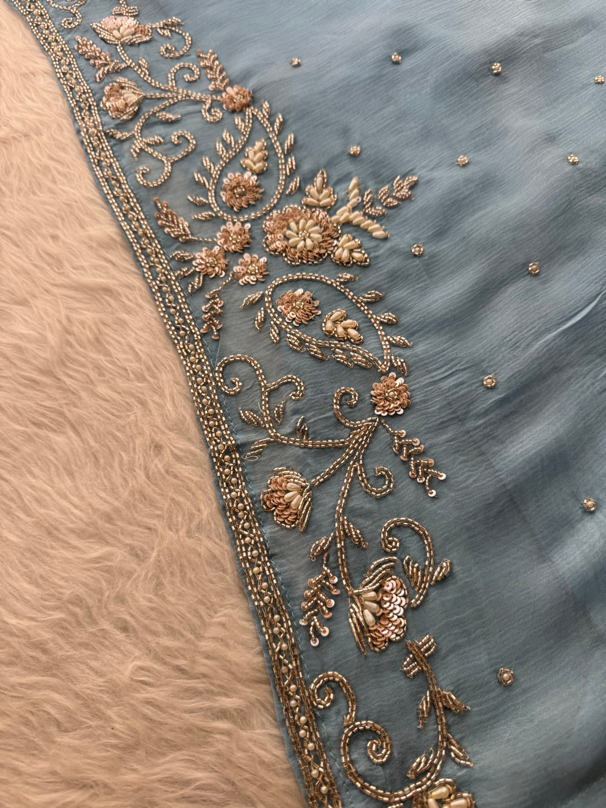 Sky Blue Embroidered Ethnic Kurti Sharara Set with Dupatta