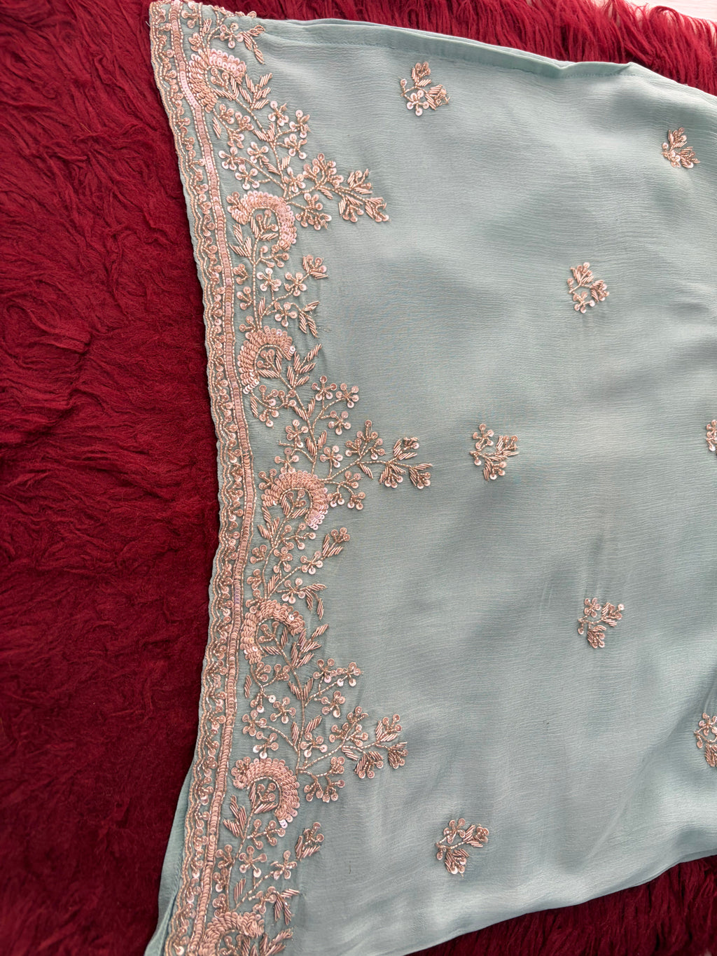 Sky Blue Zardozi Embroidered Kurti Set with Sharara And Dupatta | Festive & Wedding Ethnic Suit Set