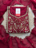Wine Hand Embroidered Designer Ethnic Kurta Set with Pants & Dupatta