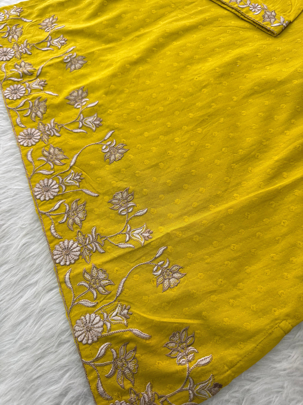 Yellow Short Thread Embroidered Kurti for Women