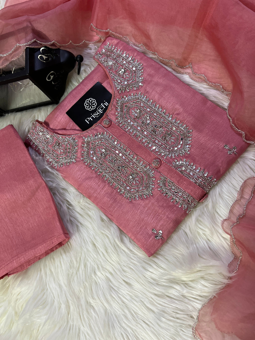 Designer Embroidered Ethnic kurta set with dupatta and pants for women