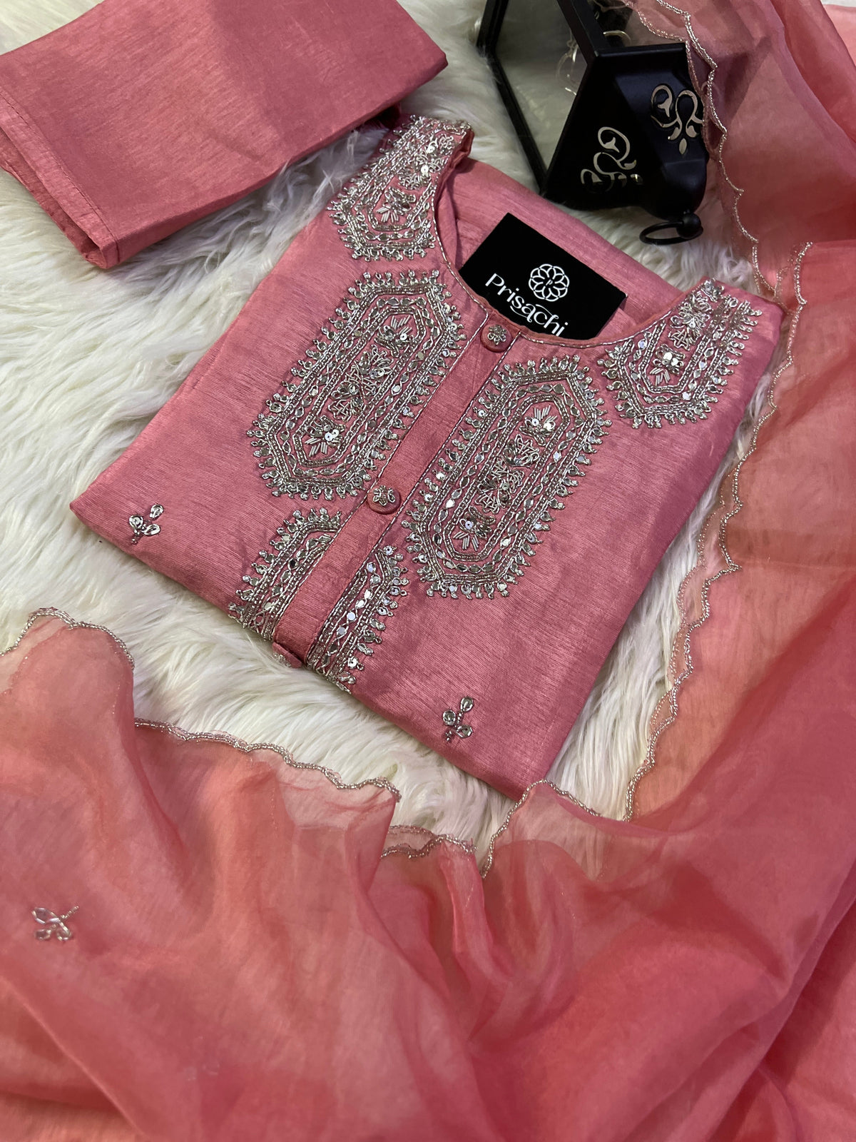 Designer Embroidered Ethnic kurta set with dupatta and pants for women