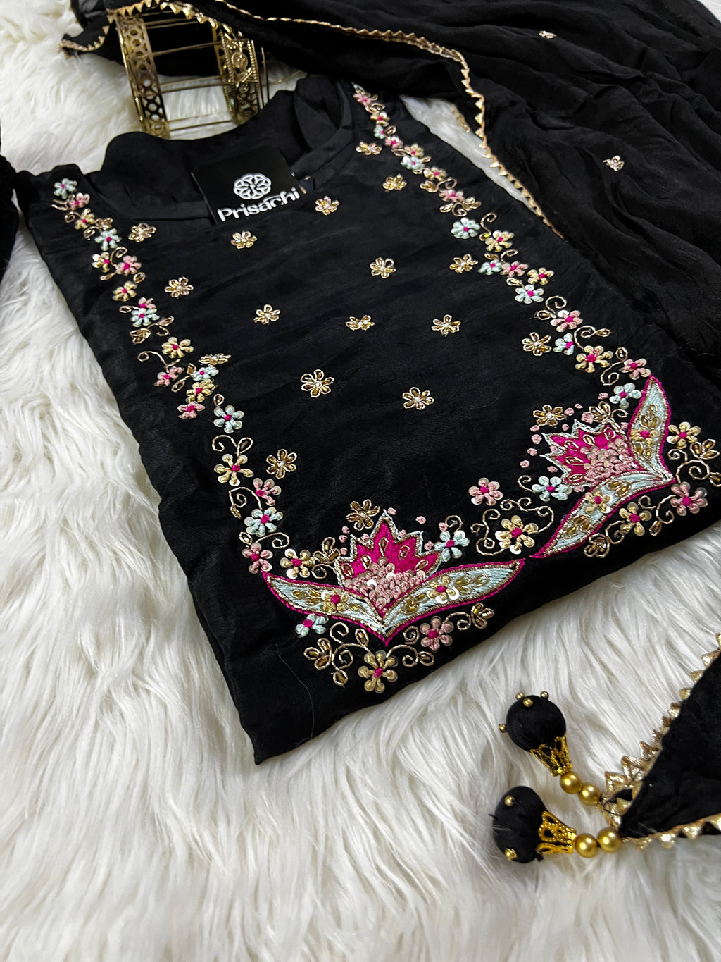 Yellow Embroidered kurta set with dupatta