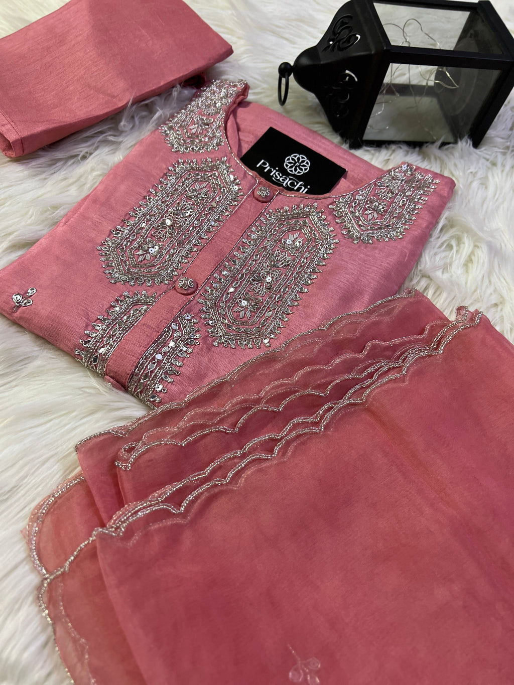 Designer Embroidered Ethnic kurta set with dupatta and pants for women