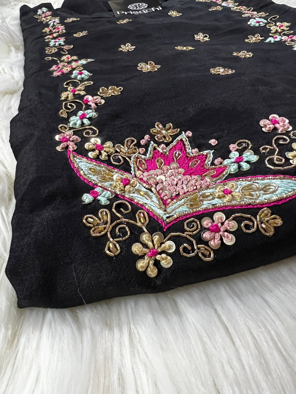 Wine embroidered chanderi silk kurta set with dupatta