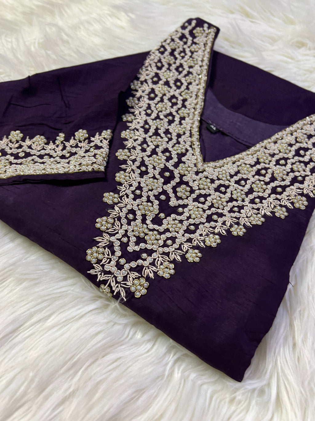 Purple neck embroidered kurta set with dupatta