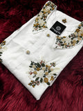 White neck embroidered kurta
