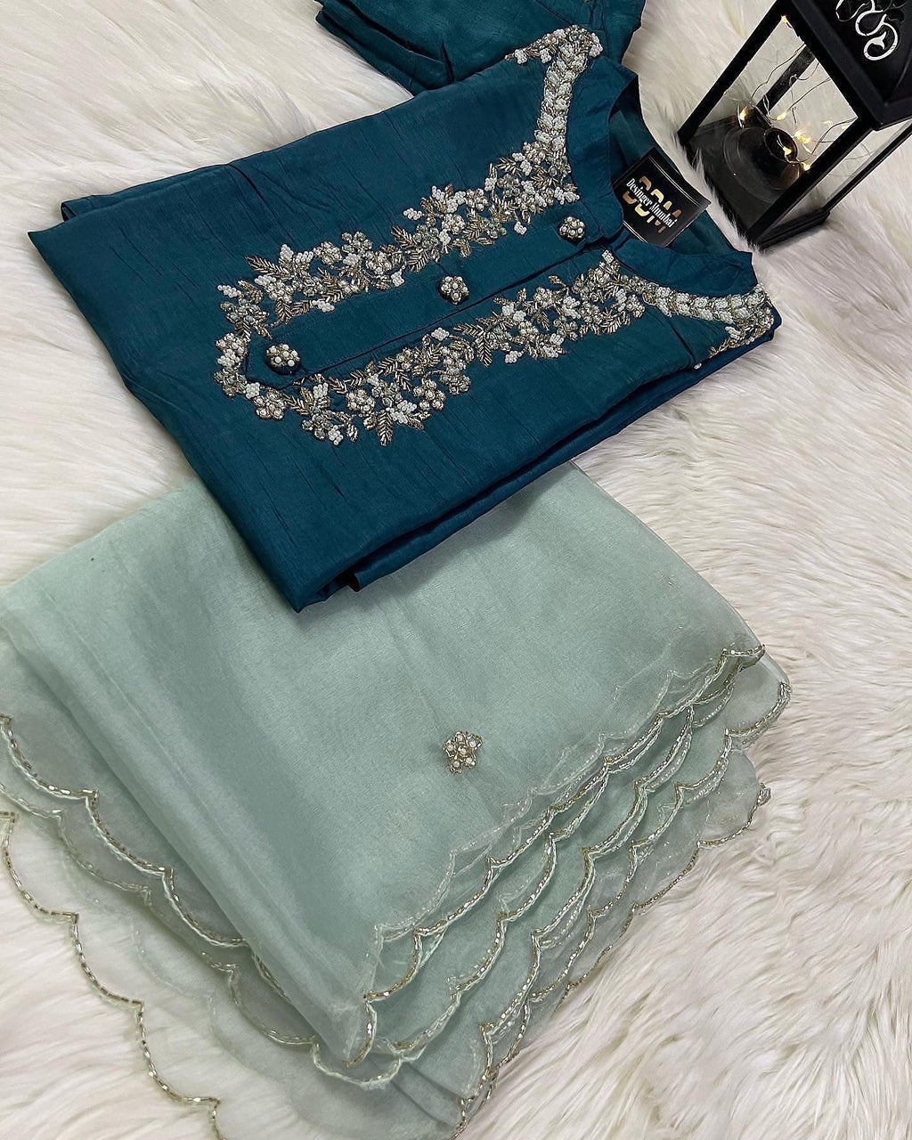 Maslin Designer Embroidery with Zardosi Kurti set with dupttaa