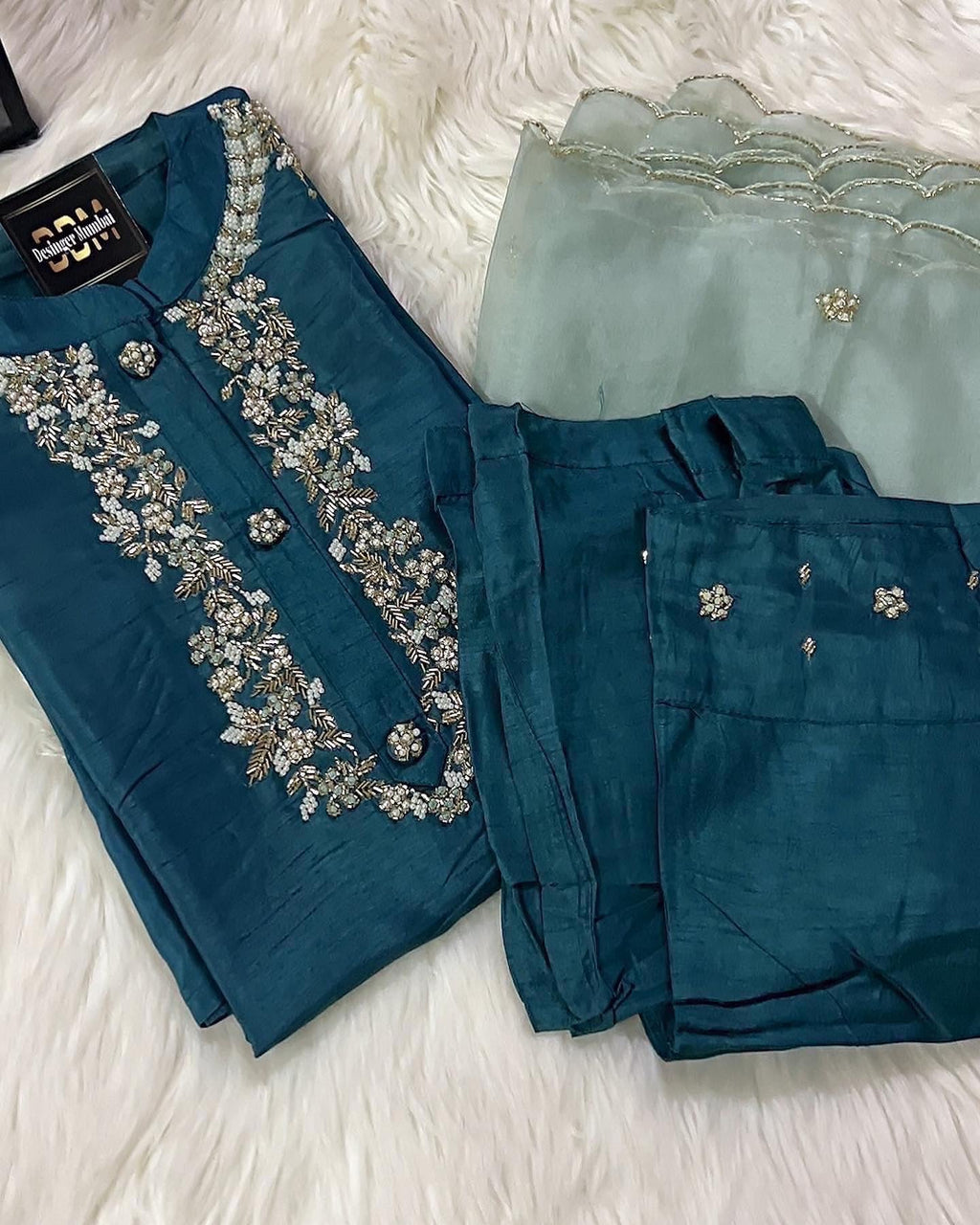 Maslin Designer Embroidery with Zardosi Kurti set with dupttaa