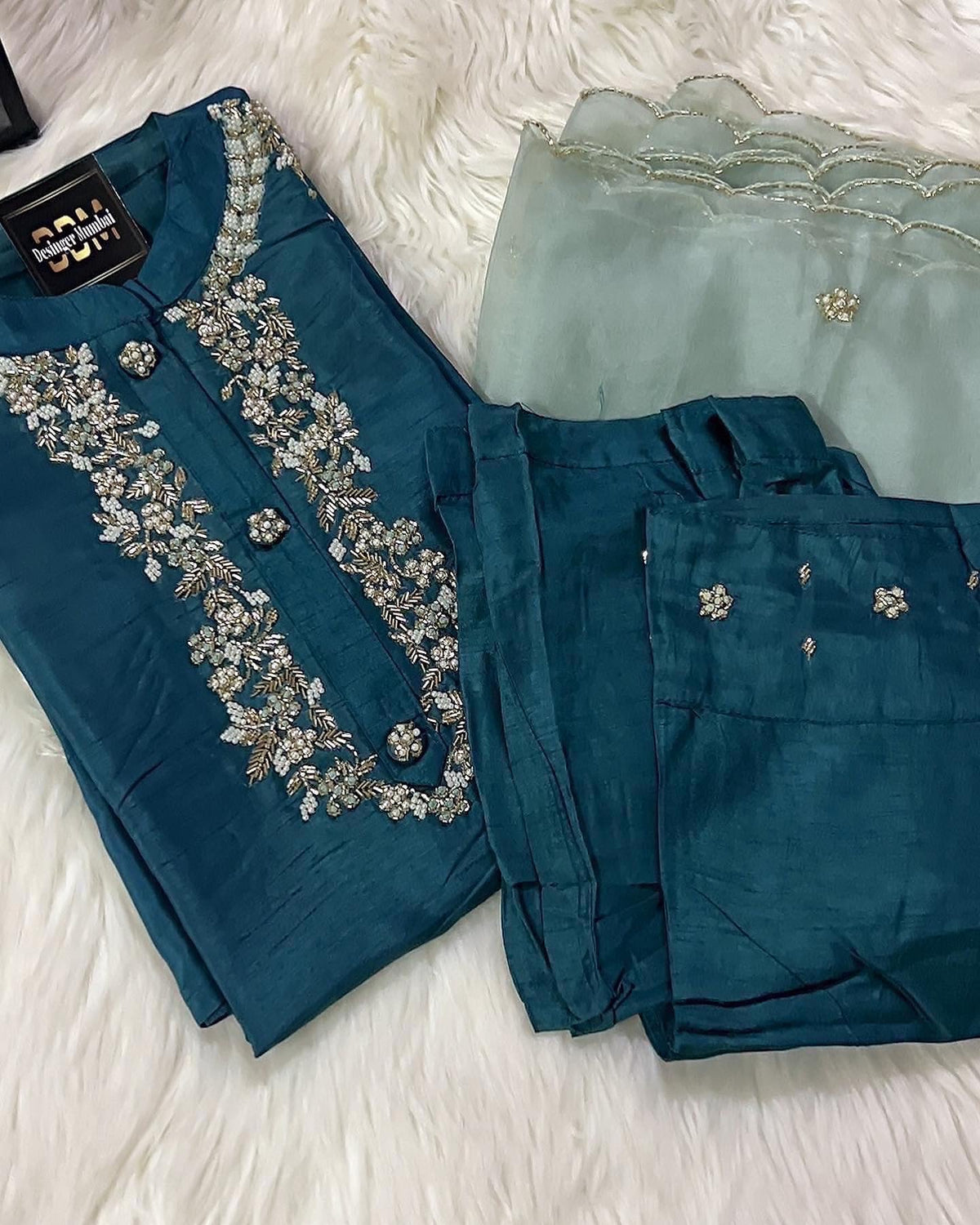 Designer Embroidered Ethnic kurta set with dupatta and pants