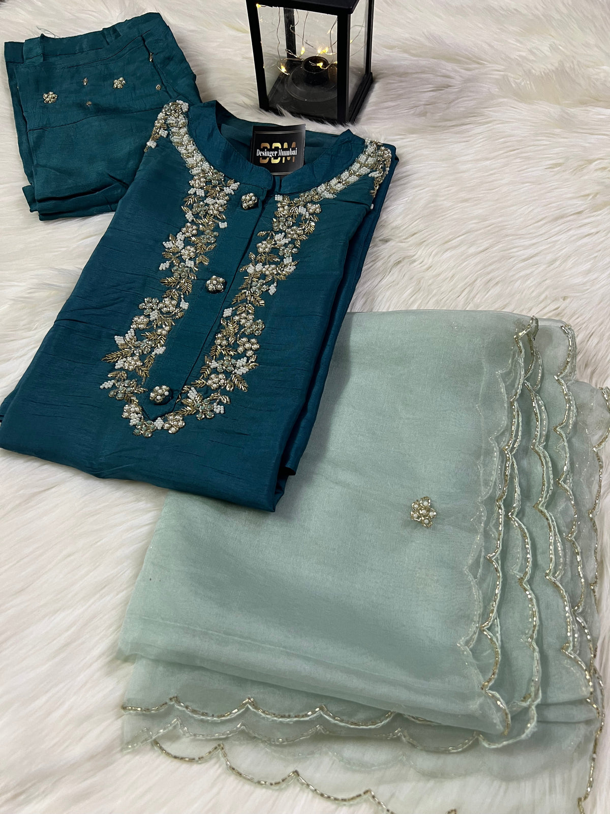 Maslin Designer Embroidery with Zardosi Kurti set with dupttaa