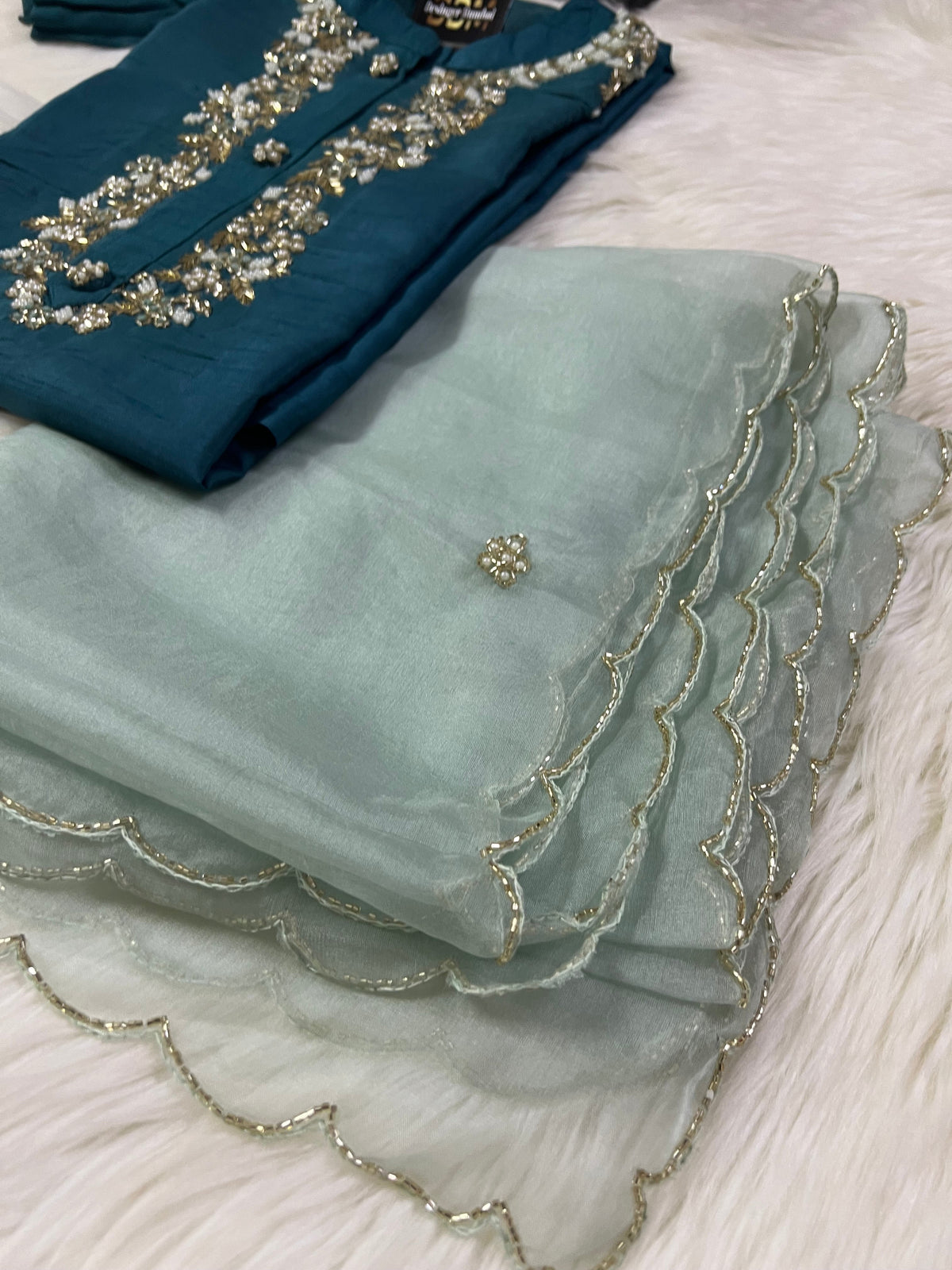Maslin Designer Embroidery with Zardosi Kurti set with dupttaa
